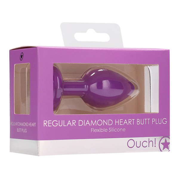 Plug Bijou Anal silicone Heart Violet 6 x 2.8 cm