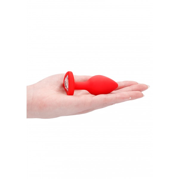 Plug Bijou Anal Silicone Vermelho Coração 6 x 2,8 cm