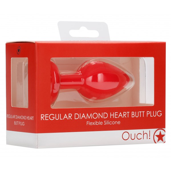 Plug Bijou Anal Silicone Heart Rouge 6 x 2.8 cm