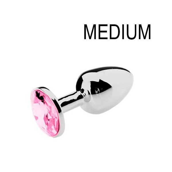 Plug gioiello in strass rosa - MEDIO 7 x 3,4 cm