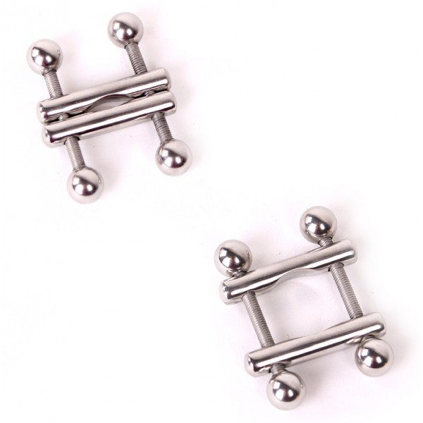 Square End Ball Nipple Clips x2