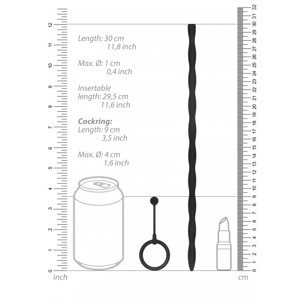 Asta per uretra in silicone 29 cm - 10 mm