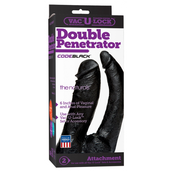 Vac-U-Lock Dubbele Penetratie Dildo 14 x 7,5 cm Zwart