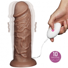 LoveToy 10.5'' Realistic Chubby Vibrating Dildo Brown