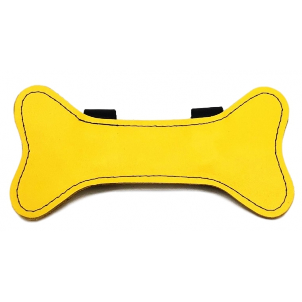 HUESO DE CACHORRO EN CUERO AMARILLO