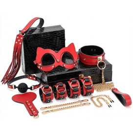 Set de lujo BDSM Negro-Rojo 8 Piezas