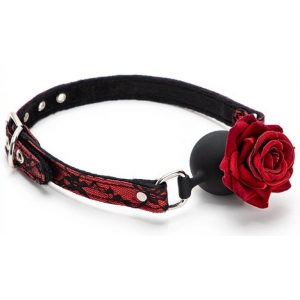 Ball gag with Red Bud Gag Rose