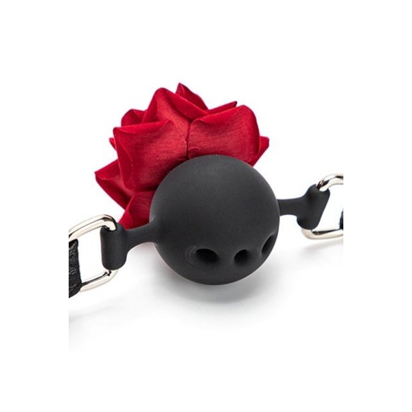 Ball gag with Red Bud Gag Rose