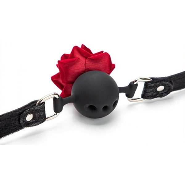 Mordaça de bola com Rose Bud Gag Black