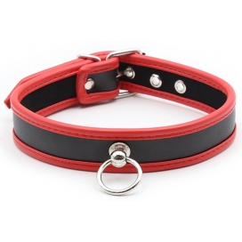 Collar O Ring Simili Negro-Rojo