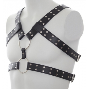 Double Belt Harness Black Simili