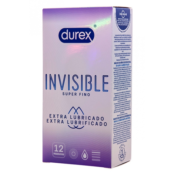 Invisible Durex Dünne Kondome mit Gleitgel x12