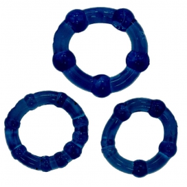 Lot de 3 mini anneaux péniens souples Bleus