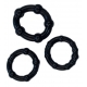 Conjunto de 3 mini anéis penianos macios pretos
