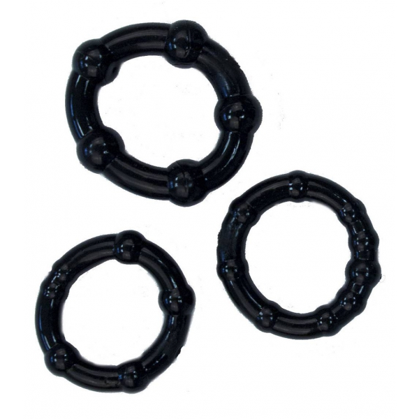 Pack of 3 mini black soft cockrings