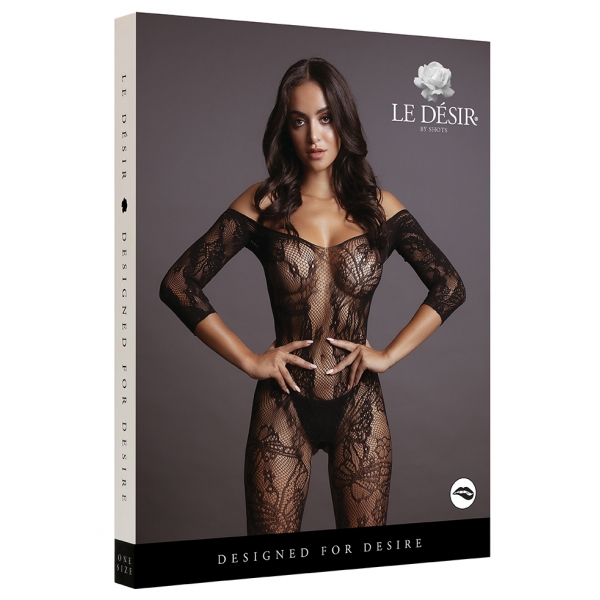 Sexy Lace Sleeved Jumpsuit Black