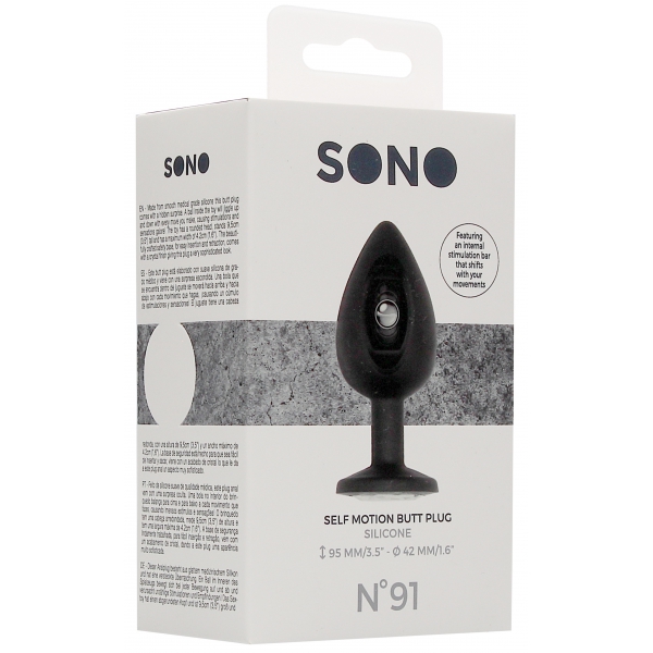 Plug anal silicone SELF MOTION 8 x 4 cm noir