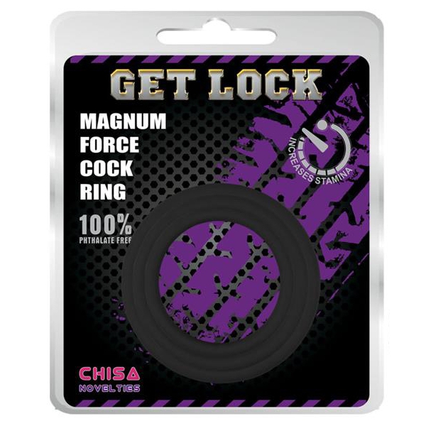 Set di 3 cockring in silicone Magnum Force nero