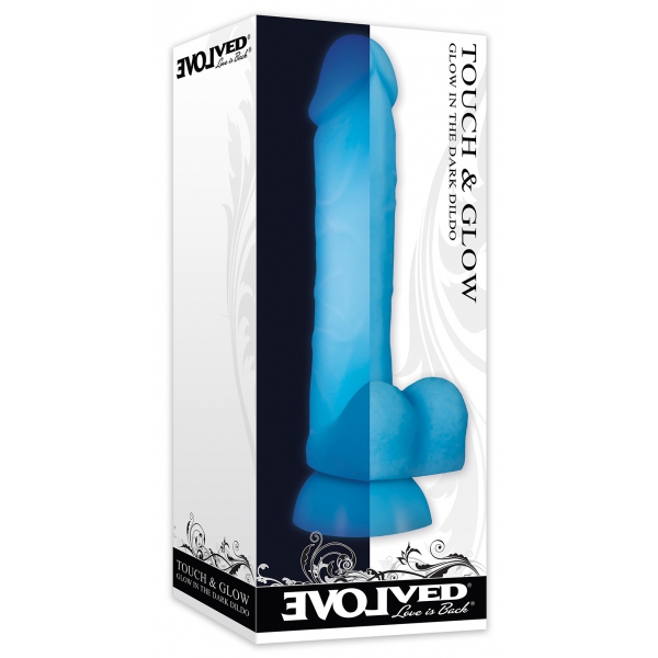 Dildo luminescente Touch & Glow 15 x 4 cm blu