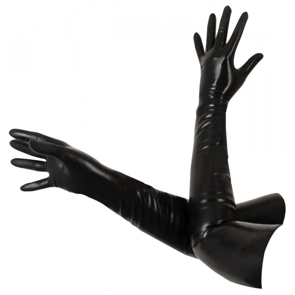 Lange latex handschoenen Bdsm pak zwart