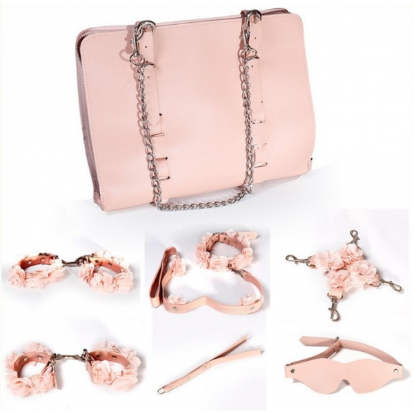 Kit bondage con fiori di pizzo rosa