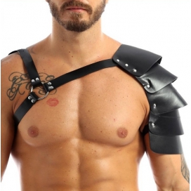 Harness with Shoulder Scales One Armor Black Faux