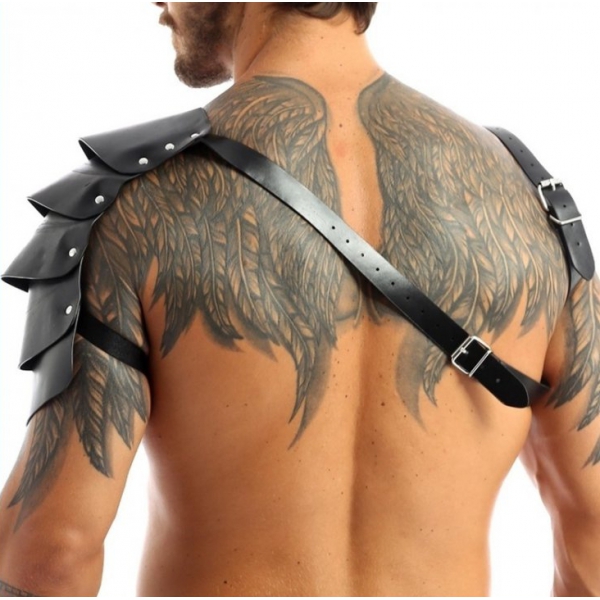 Harness with Shoulder Scales One Armor Black Faux