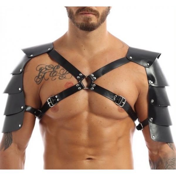 Shoulder Harness with Armors Black Simili