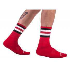 Half Socks Stripes Red Black White