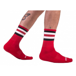 Barcode Berlin Half Socks Stripes Socken Rot Schwarz Weiß