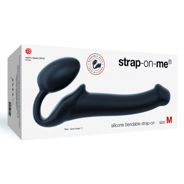Consolador + plug STRAP-ON-ME Doblable M 16 x 4 cm Negro