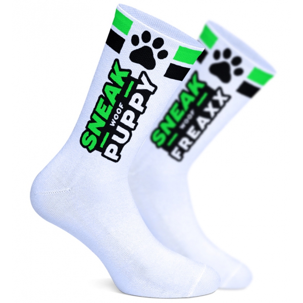 SNEAKFREAXX PUPPY NEON Socken Weiß-Grün