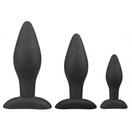 EasyToys Anal Collection Kit of 3 Black Rocket Silicone Plug