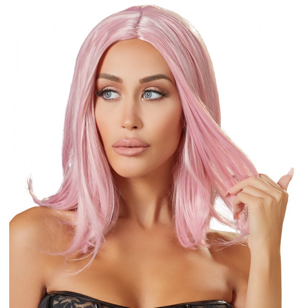 Parrucca di capelli di media lunghezza rosa