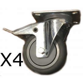 Rollen mit Bremse Durchmesser 10cm Pro-Qualität x4