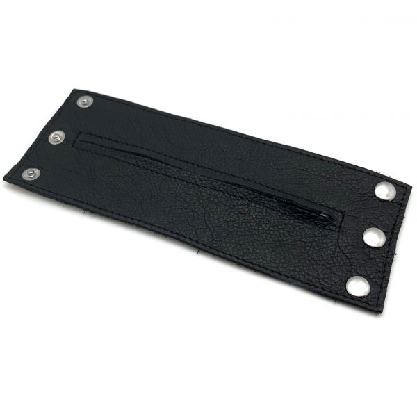Handgelenk Kraftarmband aus Leder - Schwarz/Schwarz - mit Reißverschluss