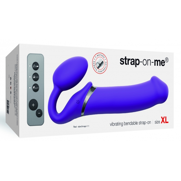 Consolador vibrador STRAP-ON 3 Motors XL 16 x 4,5 cm Morado