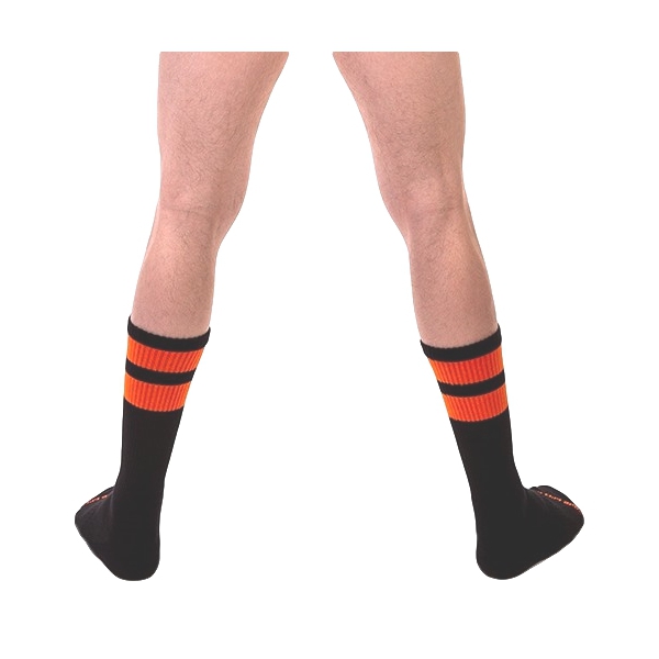 Calcetines de gimnasia negro-naranja fluorescente