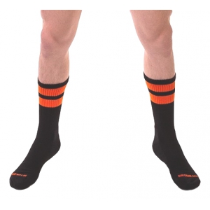 Barcode Berlin Calcetines de gimnasia negro-naranja fluorescente