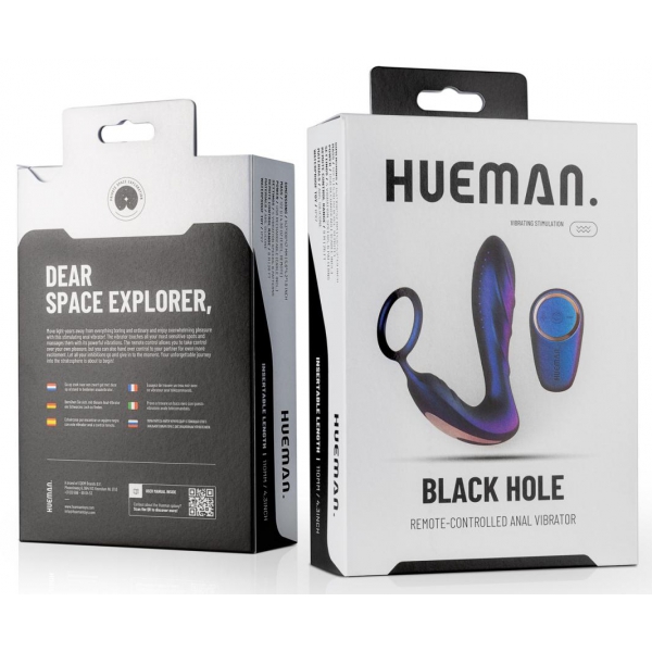 Cockring + Plug vibrant Black Hole Hueman 11 x 3.3cm