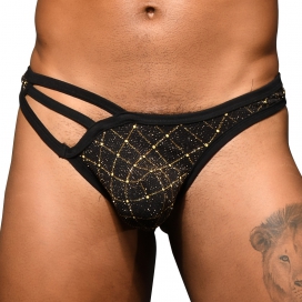 Andrew Christian Tanga Argyle Glam Negro-Oro