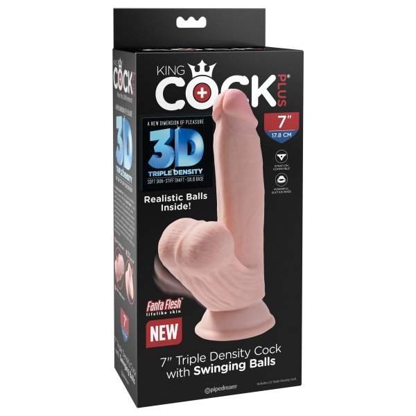 Realistic 3D Dildo Cock Swinging Balls 15 x 4 cm