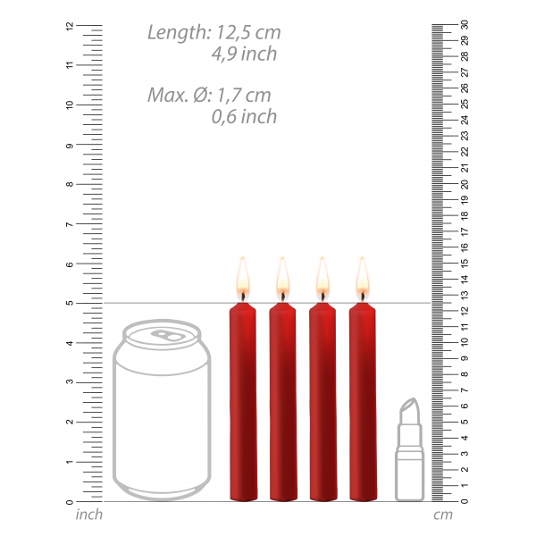 Set van 4 SM Wax Mini Kaarsen Rood