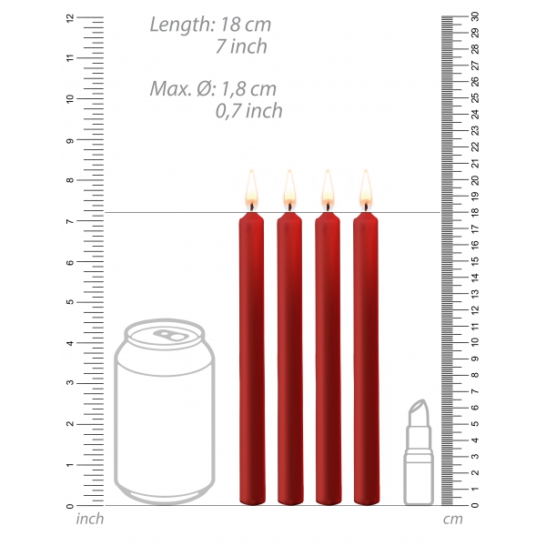 Set of 4 Red Wax Teasing Candles