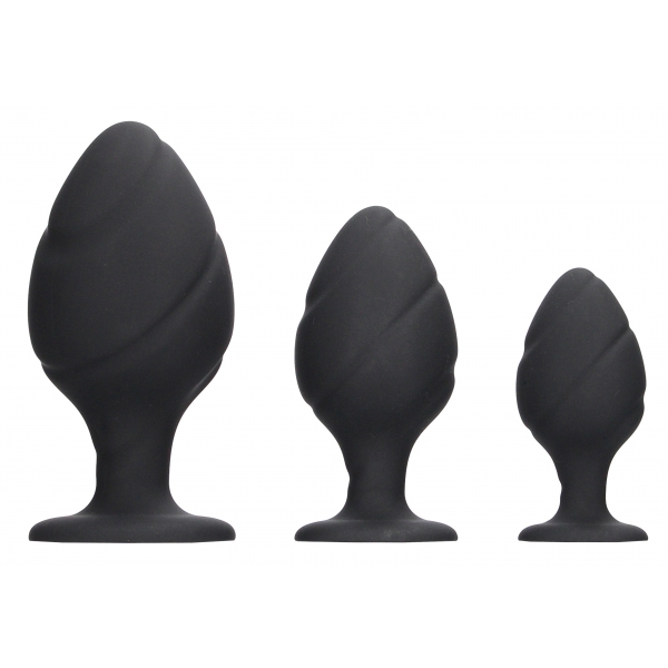 Conjunto de 3 tampões de silicone rodados