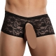 Boxer Bottomless aus Spitze Crocthless Schwarz