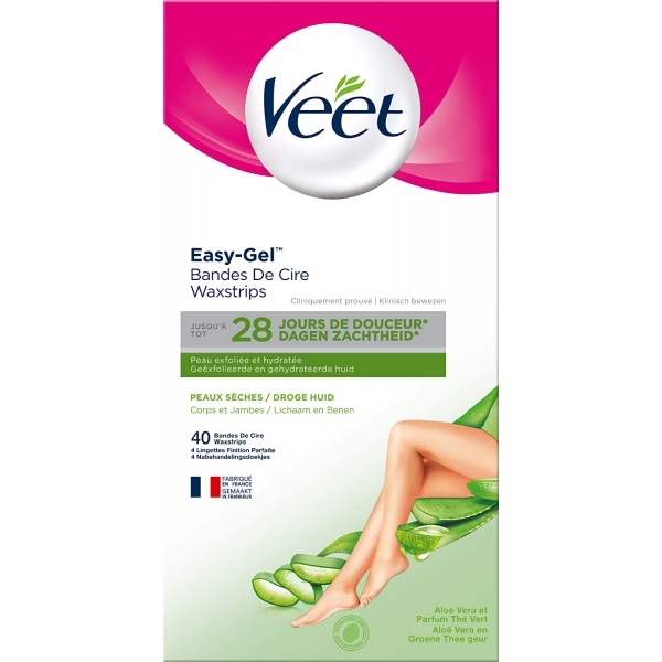 Veet - Bandes de Cire Froide - Peaux Sèches - 40 Bandes 