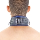 Padded leather collar 3 rings D Blue