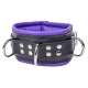 Padded Leather Collar 3 Rings D Purple