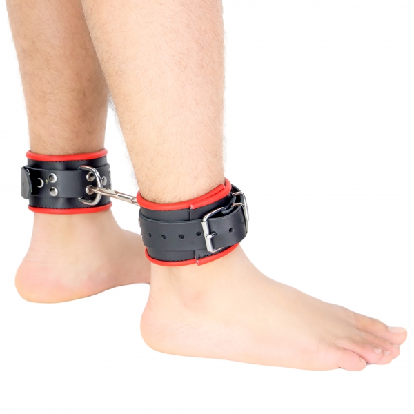 Punhos de tornozelo de couro Black-Red